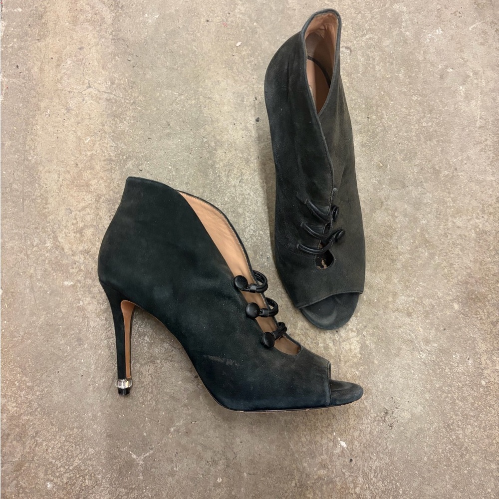 Badgley mischka suede diamond Black Peep-Toe Heels